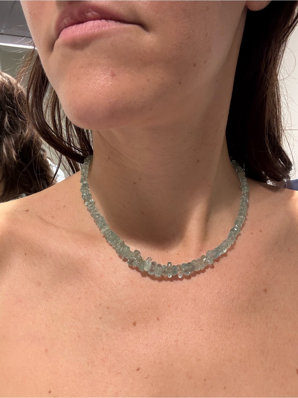 Aqua Marine raw edge Beaded Necklace - Women Jewelry